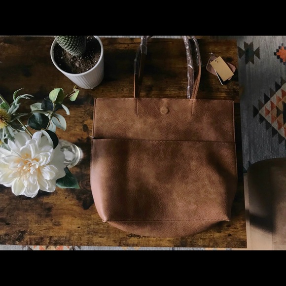 Street Level Suede/Leather Tote - Picture 6 of 7